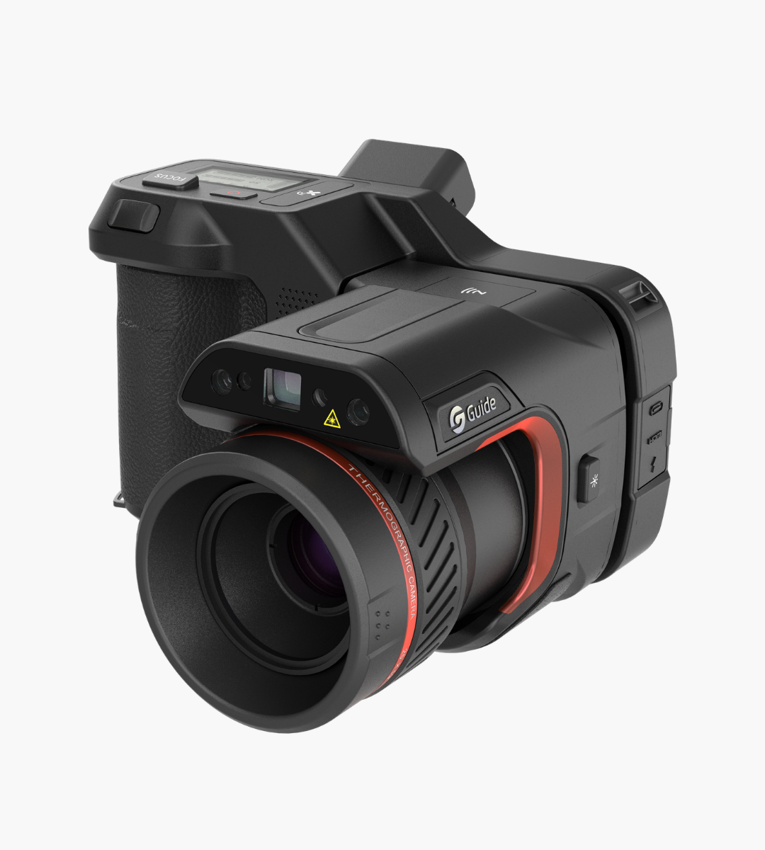 Guide PT II professional thermal camera with standard infrared lens, front three-quarter view.
