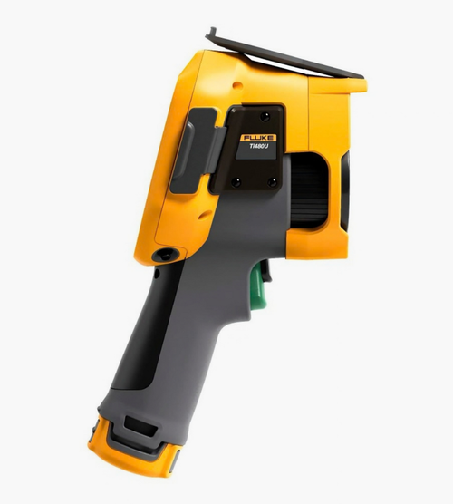 Side view of the Fluke Ti480U thermal imaging camera against a light grey background.