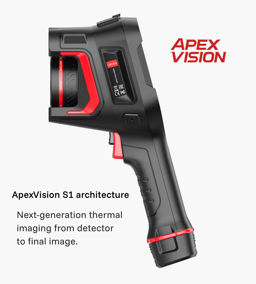 Side view of the Guide Sensmart Hammer II thermal camera featuring ApexVision S1 architecture.