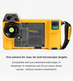 Front view of the Fluke TiX580 thermal camera showing the infrared lens and optical windows
