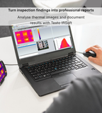 Testo IRSoft software analysing thermal images and preparing an inspection report
